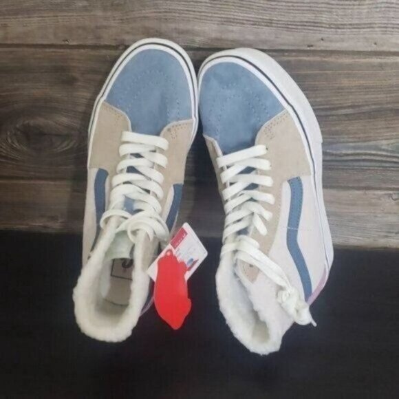 New Vans Sk8 Hi Pig Suede Color Block Platform Water Repellent Sneakers Faux Fur - Picture 7 of 9